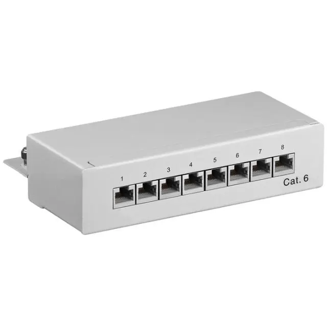 Patch panel κατηγορίας CAT 6 STP, 8 θυρών σε γκρι χρώμα.