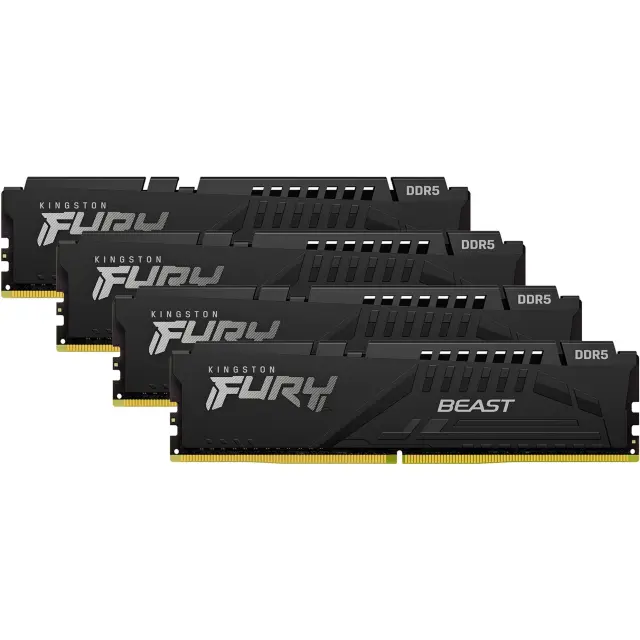 Kingston DIMM 128 GB DDR5-5200 (4x 32 GB) Quad-Kit (black, KF552C40BBK4-128, Fury Beast, INTEL XMP)