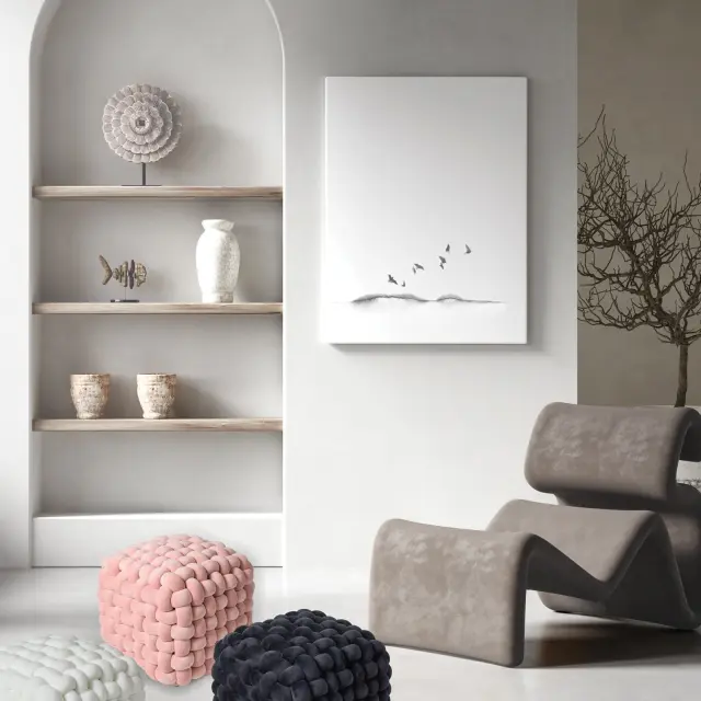 Πουφ 43x43x40 Das Home 2273 Nude 100% Πολυέστερ 2
