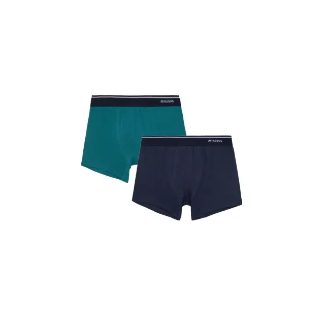 Minerva Παιδικό Boxer Αγόρι Solid - Διπλό Πακέτο, Χρώμα Μπλε Ραφ-Πετρόλ
