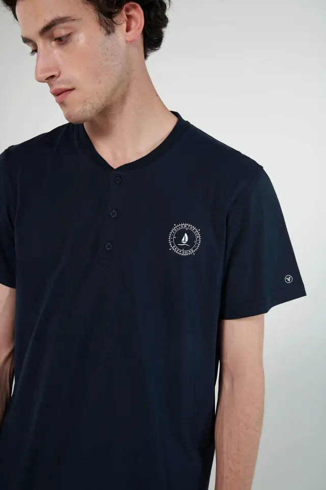 Uomo Di Vamp Ανδρική Κοντομάνικη Πιτζάμα Plus Sizes Μπλε Sailor 3