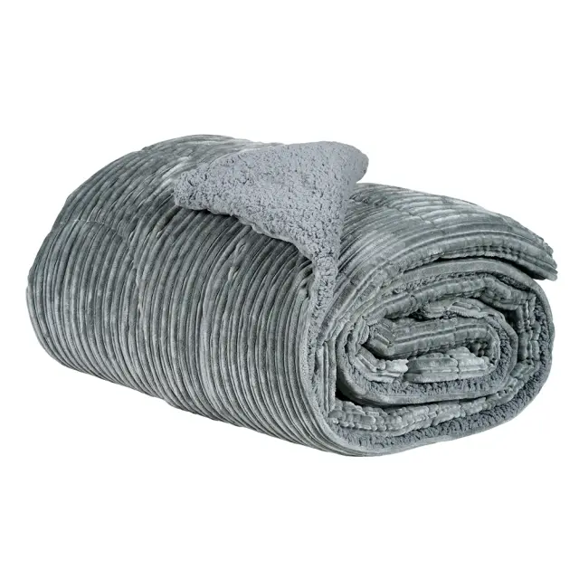 Κουβερτοπάπλωμα sherpa μονό γκρι 160x220cm Das Home 1179 3