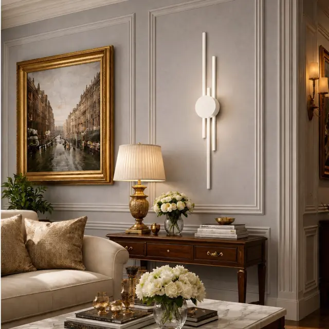 VenCore Stravon White - Μοντέρνο Επιτοίχιο Φωτιστικό Απλίκα LED 60CM 12W Λευκό Αλουμίνιο με Ρυθμιζόμενο CCT Λευκό - Ημέρας - Θερμό - Χειρισμός CCT μέσω Διακόπτη On-Off (6093-20111) 2