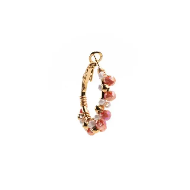 Borghetti Pharma Art 1199 Σκουλαρίκια Gold Big Hoop With Pearls Pink 1 ζευγάρι