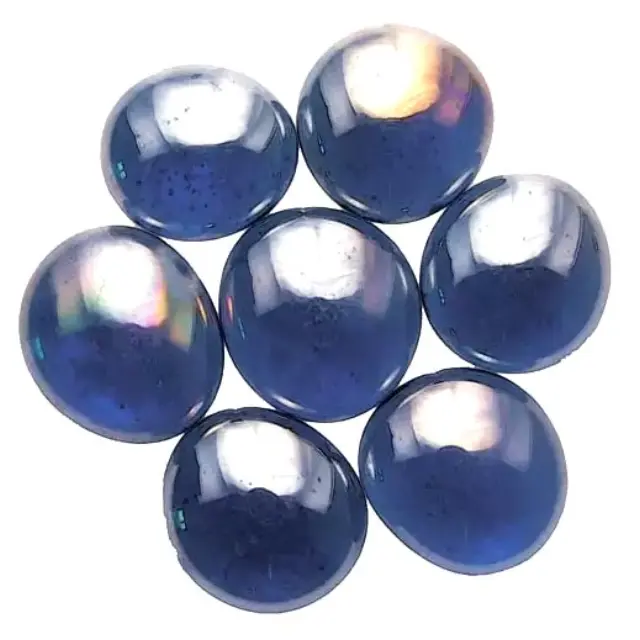 Γυάλινες Πέτρες Καμπουσόν - Blue Iridescent - Ø15-20mm - 100gr