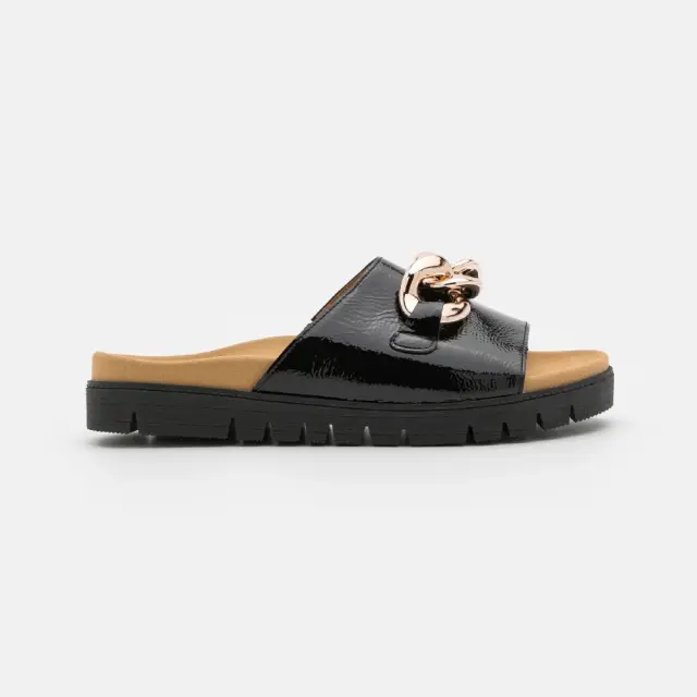 Gabor Παντόφλες Γυναικείο δέρμα λουστρίνι Μαύρο GAB/83743 97-SCHWARZ