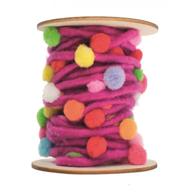 Glorex Κορδόνι από Felt με Πον Πον, Lilac - 5m