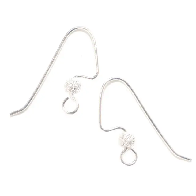 Σκουλαρίκι Hook Angular 22mm με Μπίλια Stardust 3.5mm - Silver Plated - 12τεμ