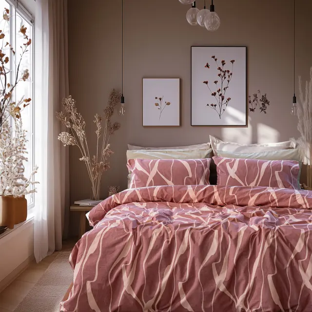 Beauty Home Σετ σεντόνια μονά με λάστιχο Glory Art 12375 110x200+32 Σάπιο Μήλο,Ροζ