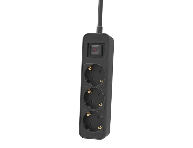 Πολύπριζο Philips - 3x Schuko - Με Διακόπτη On/Off - Παιδική Προστασία - Καλώδιο 1.5m - Μαύρο1150102-0026