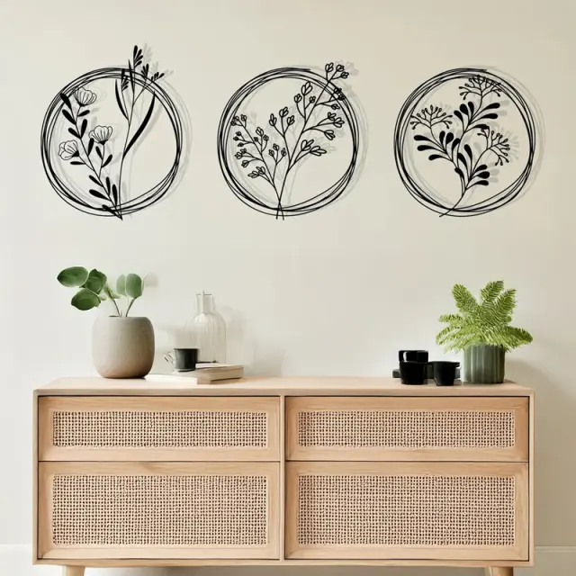 Διακοσμητικό τοίχου Fremio pakooworld σετ 3τεμ μαύρο μεταλλικό Φ30x0,15εκ 2