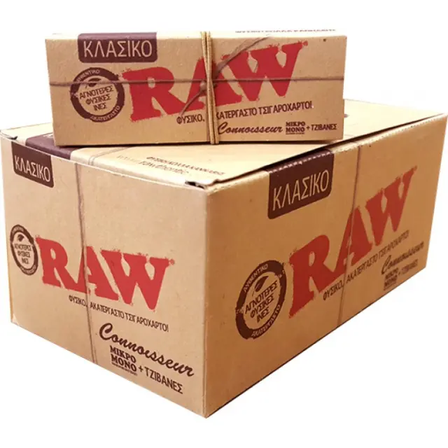 RAW Connoisseur Χαρτάκια Classic - Ακατέργαστο - Single Wide με Τζιβάνες 24τεμ.