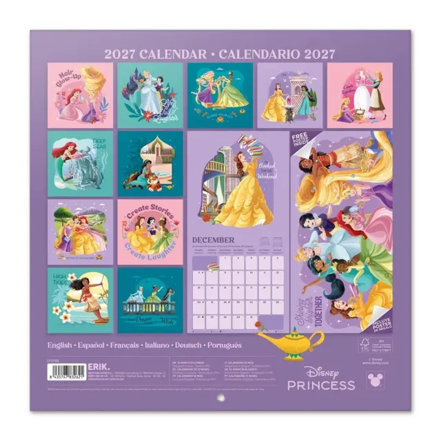 HMEΡΟΛΟΓΙΟ ΤΟΙΧΟΥ DISNEY PRINCESSES 2027 30X30 CALENDAR CP27009 2