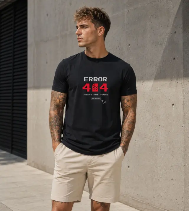T-shirt Noshame® Μαύρο με τύπωμα Error 404 - 3026062 - XXL