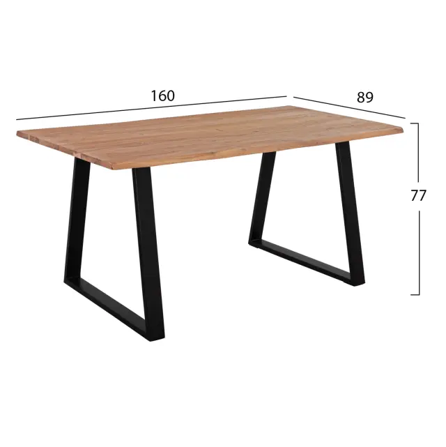 ΤΡΑΠΕΖΙ ΤΡΑΠΕΖΑΡΙΑΣ SLIM FB98500.11 ΜΑΣΙΦ ΞΥΛΟ ΑΚΑΚΙΑΣ 160x90x76Υ εκ. 2