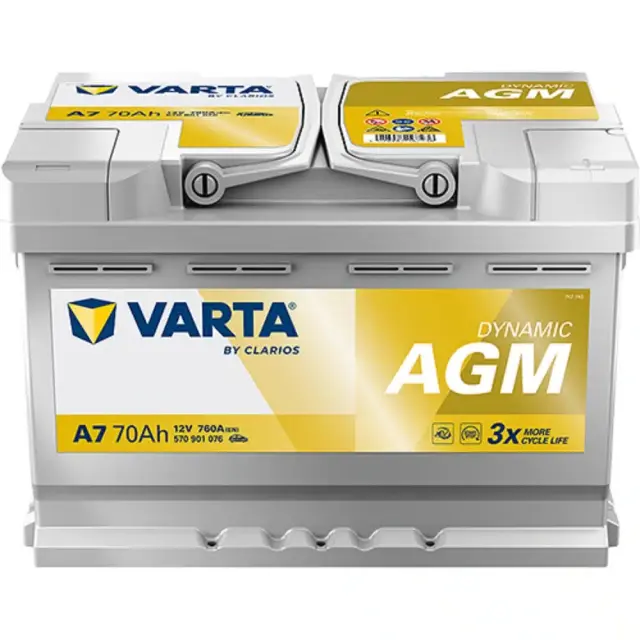 VARTA SILVER dynamic AGM START-STOP A7 (70Ah/760A) 278x175x190mm