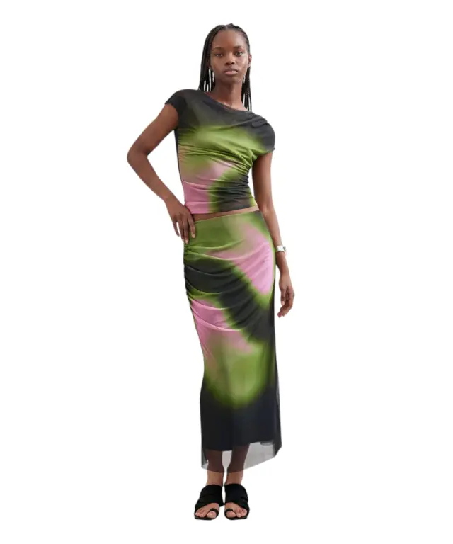 Desigual - Γυναικεία Μακριά Φούστα Cracow 26WWFK08-2000 Πράσινο/Μωβ 3