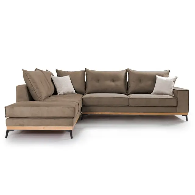 Γωνιακός καναπές δεξιά γωνία Luxury II pakoworld ύφασμα mocha-cream 290x235x95εκ 2