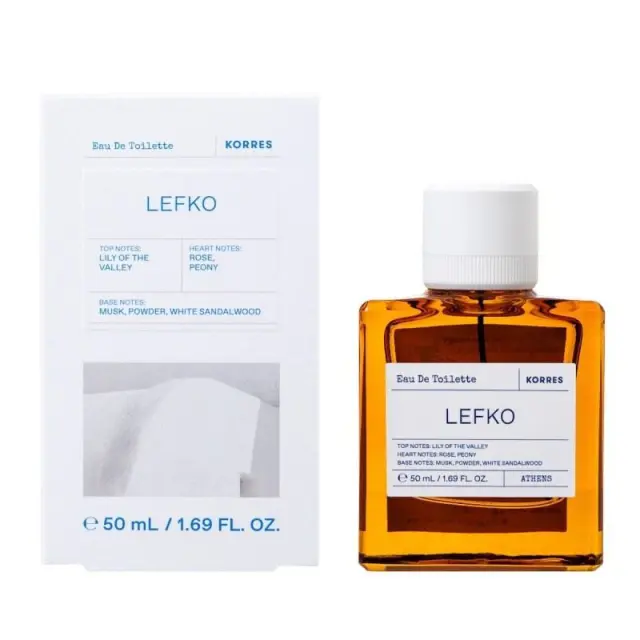 Korres Lefko Eau de Toilette Γυναικείο Άρωμα με Νότες Τριαντάφυλλου και Παιώνιας, 50ml