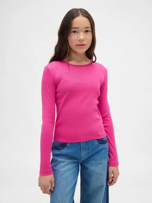 Παιδική Embellished Μπλούζα Bright fuchsia - XXL