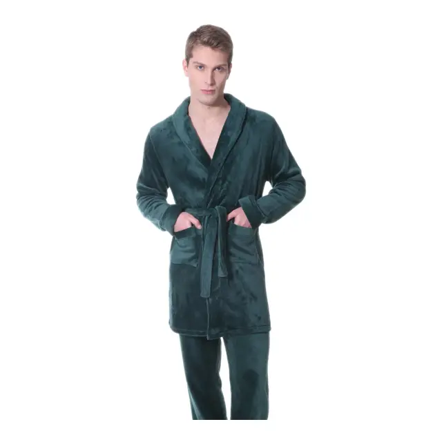 Mario Uomo Ανδρική Ρόμπα Fleece, Χρώμα Σκούρο Πράσινο