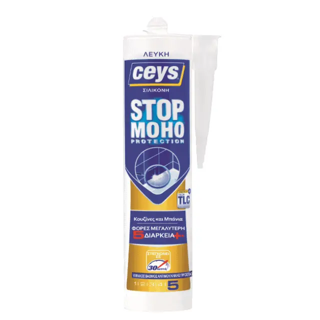 Σιλικόνη CEYS STOP MOHO Αντιμουχλική Λευκό Πενταπλής Διάρκειας 280ml