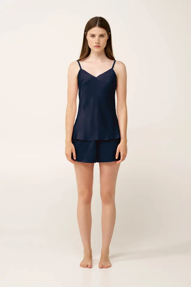 Σατέν Baby doll με Τιράντες Vamp 24176 BLUE BLAZER - XL