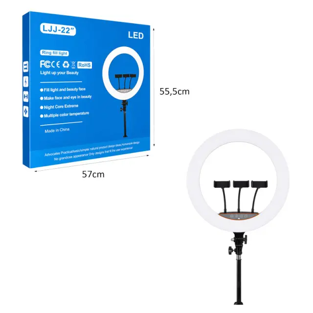 LED Ring Light 22" με 3 Βάσεις Κινητού LJJ-22 - LED Ring Light 22" with 3 Phone Holders 030256 3