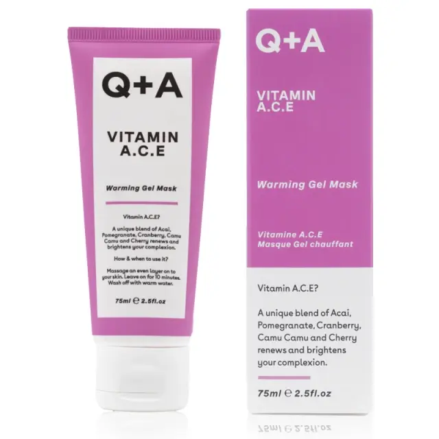 Q+A Vitamin A.C.E. Warming Gel Mask Θερμαντική Μάσκα Gel Προσώπου 75ml