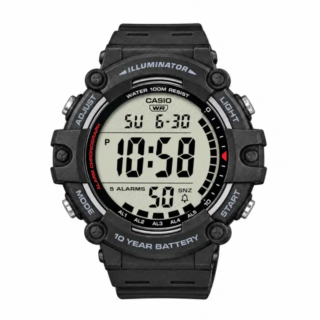 Ανδρικό Ψηφιακό Ρολόι Casio Illuminator 11-AE-1500WH-1AVEF Μαύρο 100M