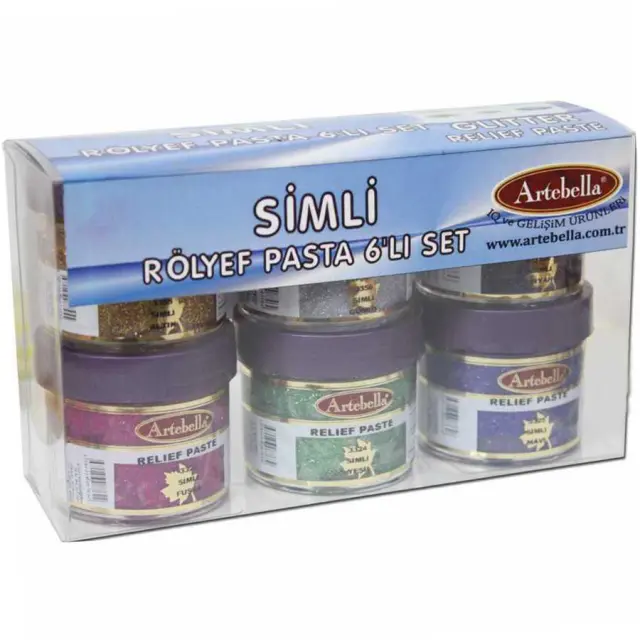 Artebella Σετ Γκλιτερ Πάστες - 6 Χρώματα x 50ml, Set 1