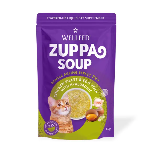 Wellfed Zuppa Soup Chicken & Egg Yolk Φακελάκι Γάτας Σούπα με Κοτόπουλο & Κρόκο Αυγού 85gr