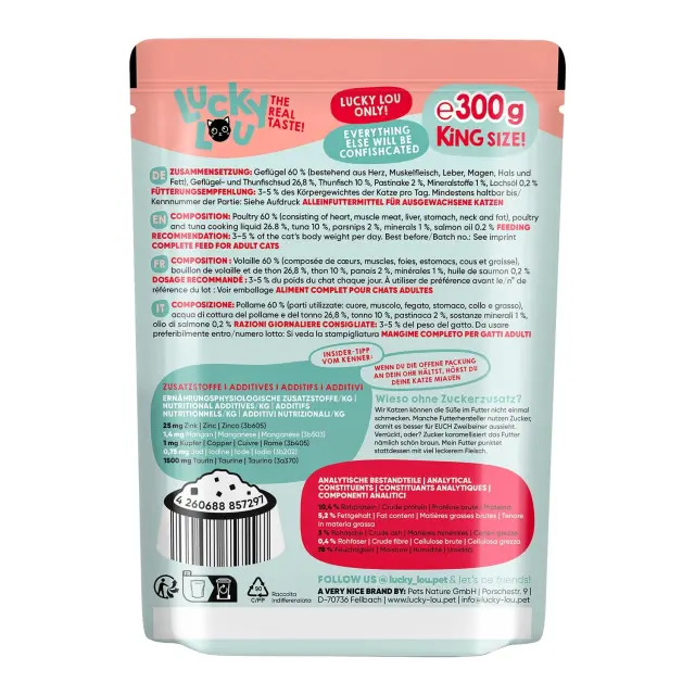 Lucky Lou LifeStage Adult Πουλερικά & Τόνος (με Παστινάκι)Grain Free – GMO Free – Sugar Free 300gr 3