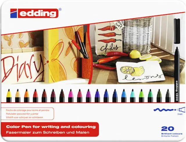 Edding 1300 Μαρκαδόροι Σχεδίου 3mm Σετ 20 χρώματα / 01.1300.20S (Edding)