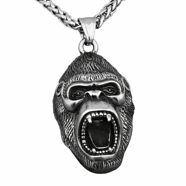 Ghetto Hip Hop Gorilla Stainless Steel Pendant Necklace