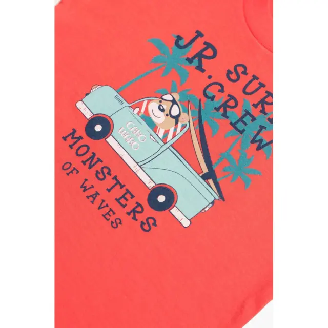 Πυτζάμα Βρεφική Καλοκαιρινή Minerva Surf Crew Κοραλί No 3 61946-471 3