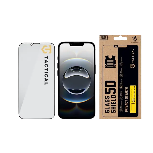 Tactical Glass Shield Privacy Stealth 5D for Apple iPhone 13/13 Pro/14/16e/17e Black 3