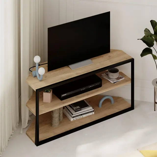 Έπιπλο τηλεόρασης γωνιακό Echo Megapap χρώμα sapphire oak 98x37x45εκ.