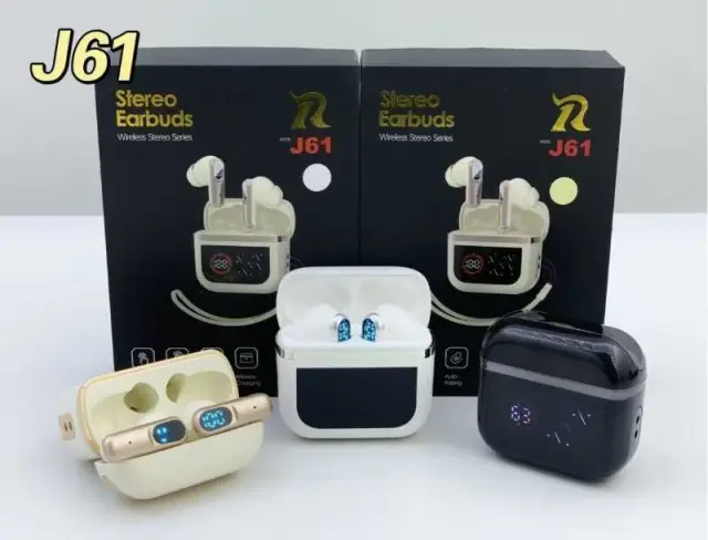 Ασύρματα ακουστικά Bluetooth με ψηφιακή οθόνη & θήκη φόρτισης - J61 - 814031 - White 2