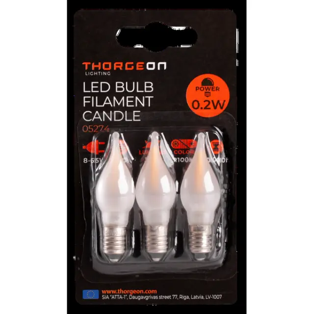 LED Bulb Filament Candle 0.2W E10 8-55V 12Lm 2100K