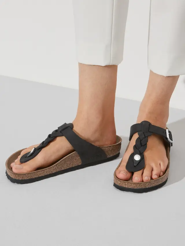 Birkenstock Σαγιονάρες Γυναικείο δέρμα Oiled Μαύρο BIR/GIZEH 1021349 BLACK 2
