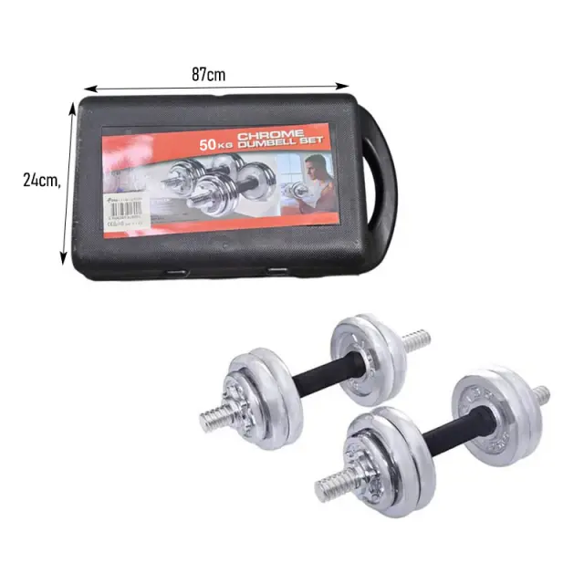 York Fitness Αλτήρες Σετ 50kg σε Βαλιτσάκι - Chrome Dumbell Set 50kg 0173011 2