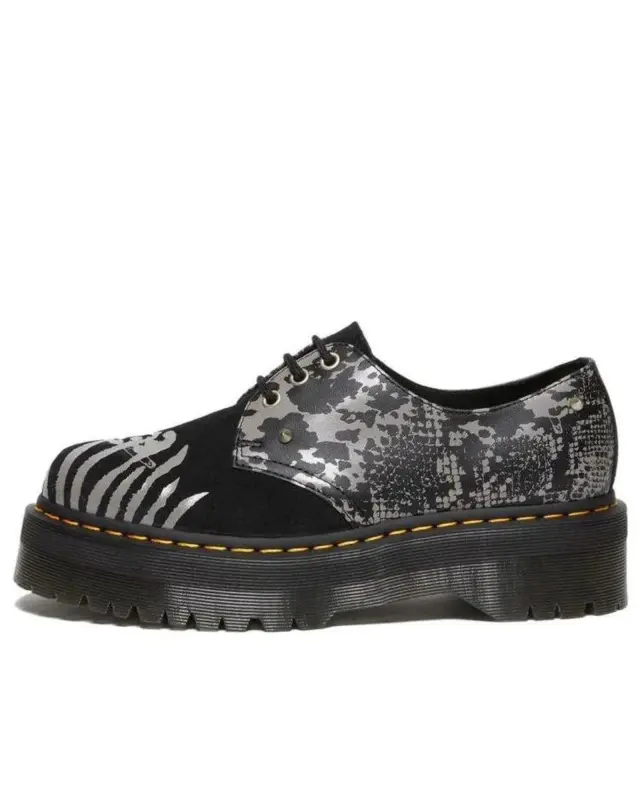 Dr. Martens 1461 Animal Clash 27695001 Γυναικεία Platform Παπούτσια Μαύρα & Γκρι 3