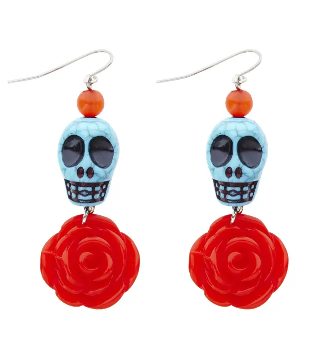 Αποκριάτικο Αξεσουάρ Σκουλαρίκια Azure Skull (Widmann) (W-03507)