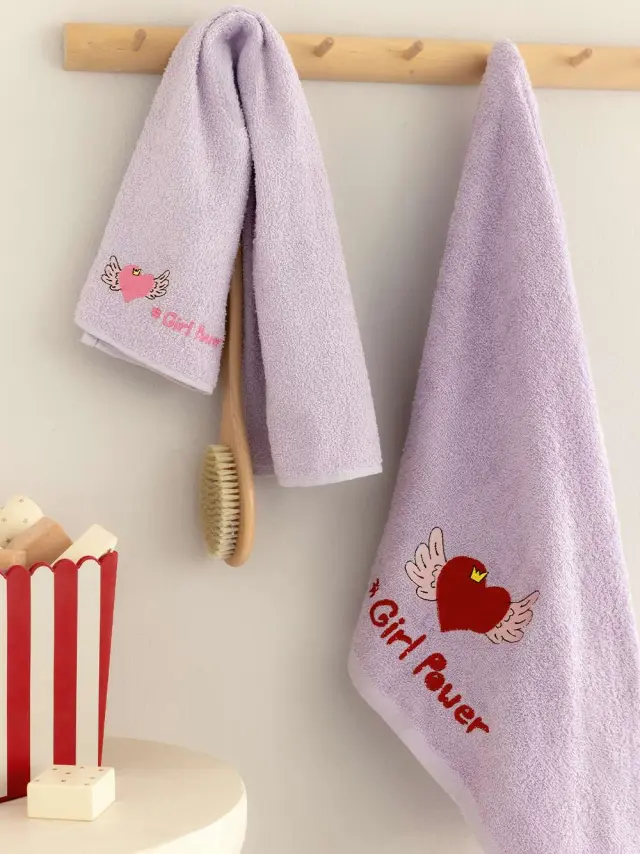 Πετσέτες Παιδικές Σετ 2 Τεμ 40x70-70x140 380gsm Palamaiki Girlpo Lilac 100% βαμβακερό 2