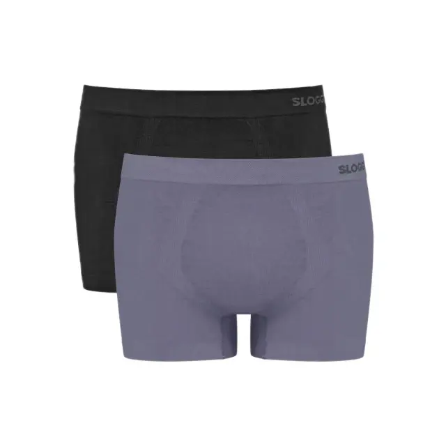Sloggi Ανδρικό Boxer GO Smooth Short - Διπλό Πακέτο, Χρώμα Μαύρο-Γκρι