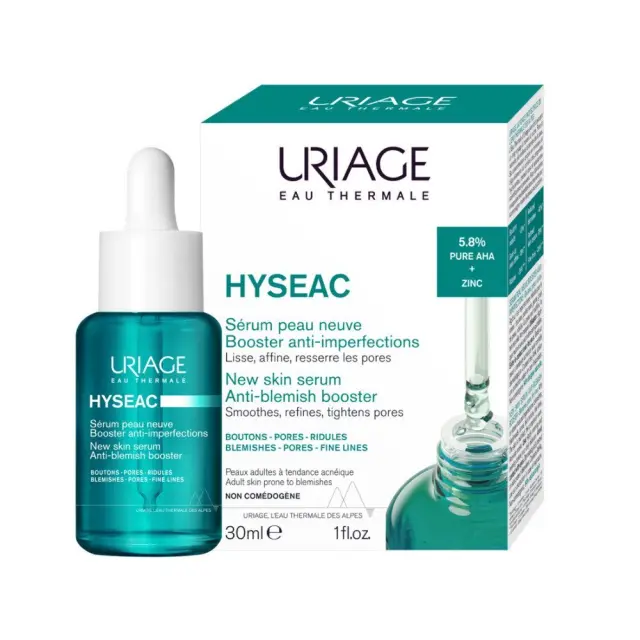 Uriage Hyseac New Skin Serum Anti-blemish Booster Ορός Προσώπου Που Λειαίνει, Μειώνει Τη Λιπαρότητα & Συσφίγγει Τους Πόρους, 30ml