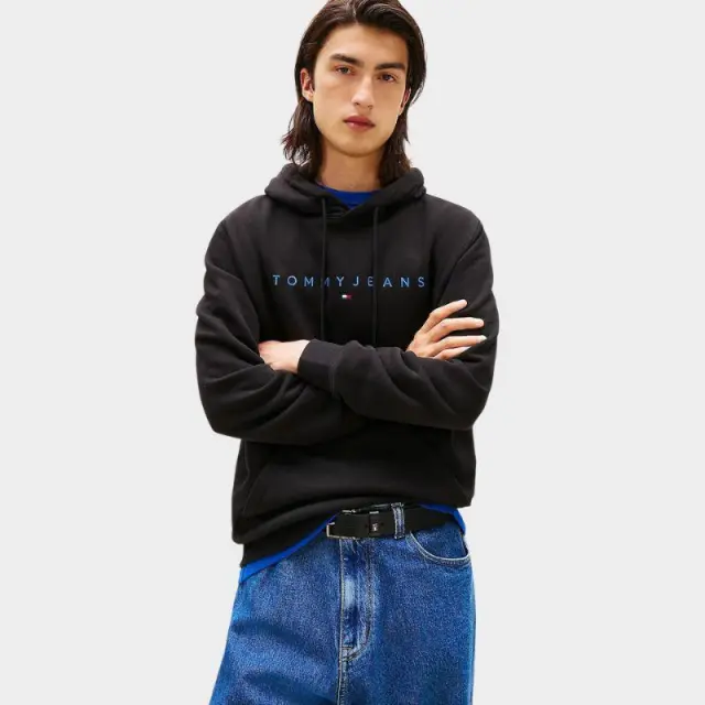 Tommy Hilfiger - Ανδρικό Φούτερ με Κουκούλα και Τσέπες DM0DM20746-0GK Μαύρο - 2XL