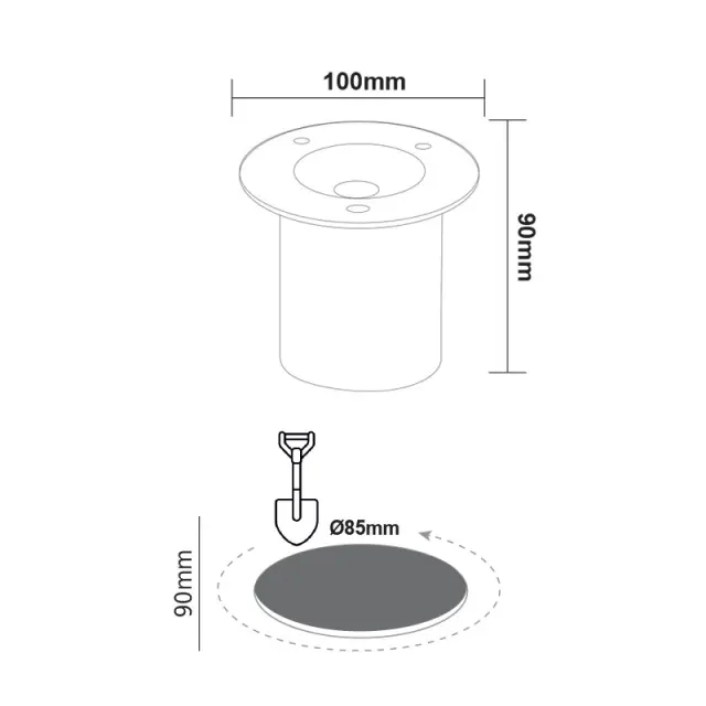 Aca Light LED ROUND COB INGROUND SPOT LUMINAIRE 7W 450LM 3000K 45° 230V AC IP67 RA80 30000hrs 2