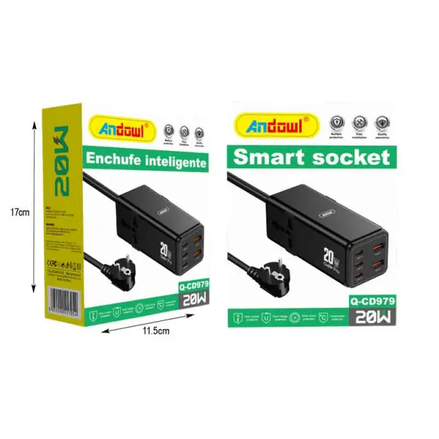 Andowl Πολύπριζο 3 Θύρες Type-C και 2 USB Θύρες Q-CS979 - Smart Socket 075884 2